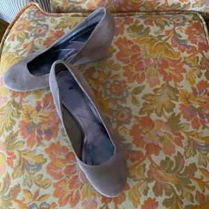 Tan sueded leather wedge heels